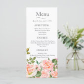 Blush roze botanische bruiloft menu (Staand voorkant)