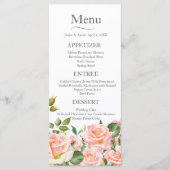Blush roze botanische bruiloft menu (Voorkant)