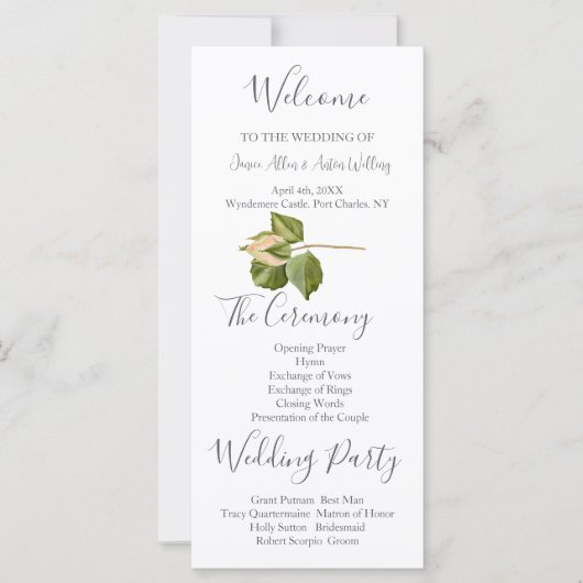 Blush roze botanische bruiloft programma (Voorkant)