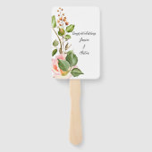 Blush roze botanische bruiloft programma handwaaier (Achterkant)