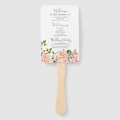 Blush roze botanische bruiloft programma handwaaier (Voorkant)
