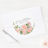 Blush roze botanische bruiloft script ronde sticker (Envelop)