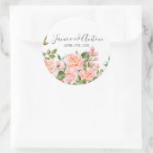 Blush roze botanische bruiloft script ronde sticker (Tas)