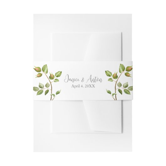 Blush roze botanische bruiloft uitnodigingen wikkel (Voorkant Voorbeeld)