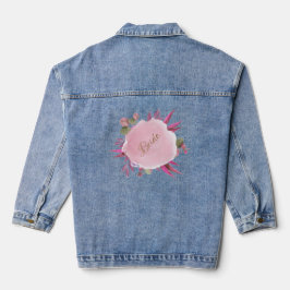 Blush roze botanische elegante bruiloft denim jacket