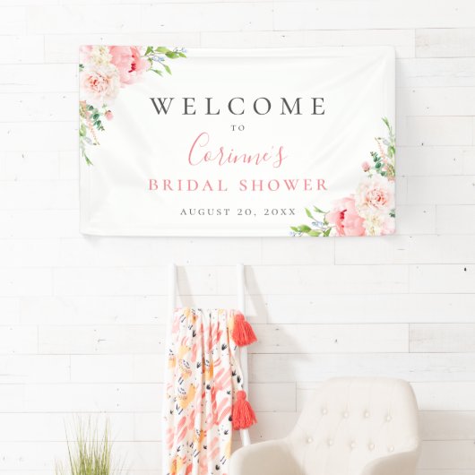 Blush Roze botanische flora Spandoek (Insitu)