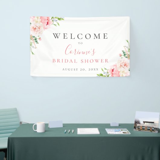 Blush Roze botanische flora Spandoek (Beurs)