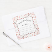 Blush roze botanische meisje baby shower boek vierkante sticker (Envelop)
