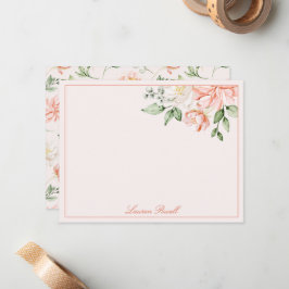 Blush Roze Botanische Romantische Bloemen Geperson Notitiekaartje