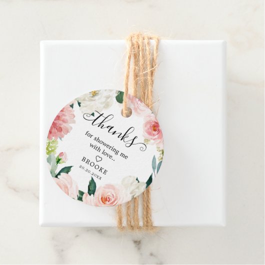 Blush Roze botanische Vrijgezellenfeest Dank u wel Bedankjes Labels (In situ)