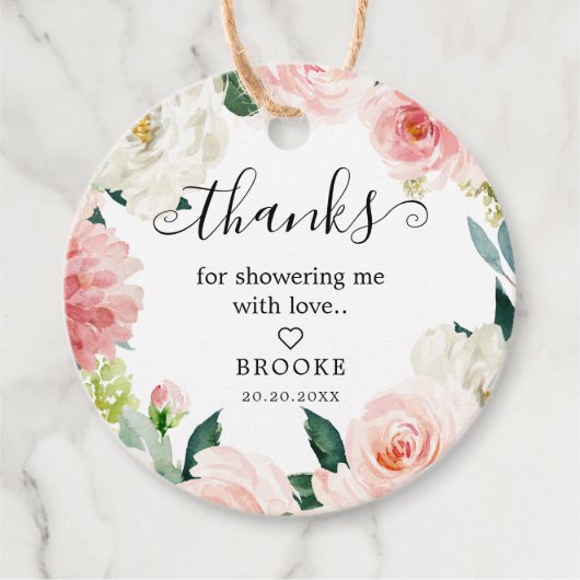 Blush Roze botanische Vrijgezellenfeest Dank u wel Bedankjes Labels (Voorkant)