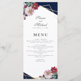 Blush Roze Bourgogne Bloemen Goud Marine Blauw Bru Menu