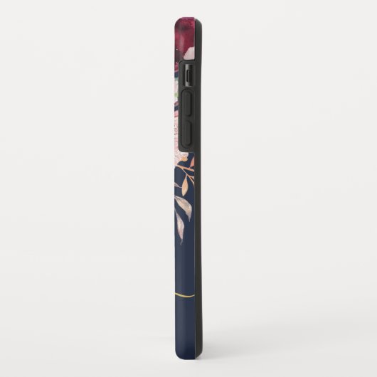 Blush Roze Bourgogne Gouden Bloemen iPhone Case (Achterkant/links)