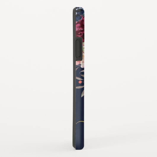 Blush Roze Bourgogne Gouden Bloemen iPhone Case (Achterkant/rechts)