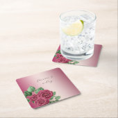 Blush Roze Bourgogne Gouden Rozen Trouwbladeren Kartonnen Onderzetters (Insitu)