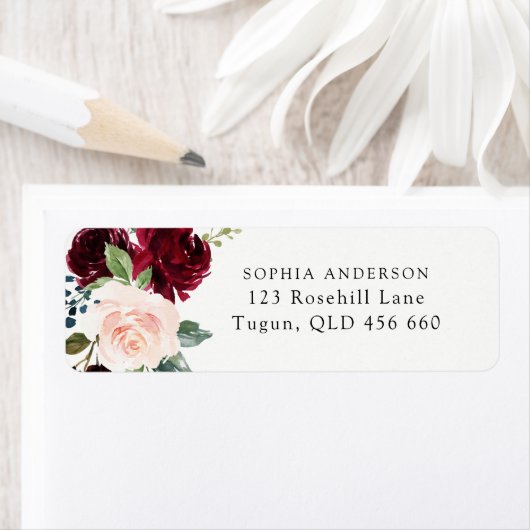 Blush roze & Bourgogne Red Return-label Etiket (Insitu)