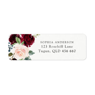 Blush roze & Bourgogne Red Return-label Etiket