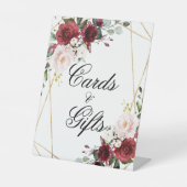 Blush roze & Bourgogne Shower-kaarten & cadeautter Reclamebord Met Voetstuk (Voorkant)