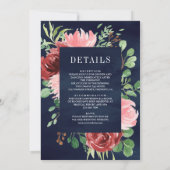 Blush Roze Bourgondië Bloemen Alles in een Navy br Kaart (Achterkant)