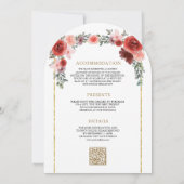 Blush Roze Bourgondië Bloemenboog Foto bruiloft Kaart (Achterkant)
