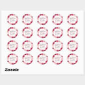 Blush Roze Bourgondië Floral krans Monogram bruilo Ronde Sticker (Vel)