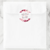 Blush Roze Bourgondië Floral krans Monogram bruilo Ronde Sticker (Tas)