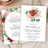 Blush Roze Bourgondische Bloemen Alles in één brui Kaart