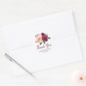 Blush Roze Bourgondische Rozen Bruiloft Dank u Ronde Sticker (Envelop)
