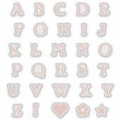 Blush roze bovenste Hoesje tekstletters Alphabet H Sticker (Voorkant)