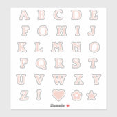 Blush roze bovenste Hoesje tekstletters Alphabet H Sticker (Vel)