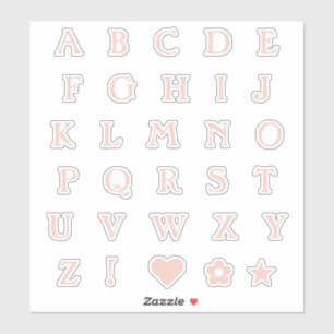 Blush roze bovenste Hoesje tekstletters Alphabet H Sticker