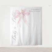 Blush roze Bow Baby in Bloom floral Baby shower Wandkleed (Voorkant)