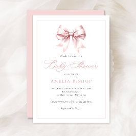 Blush Roze Bow Baby Meisje Elegant Baby shower Kaart