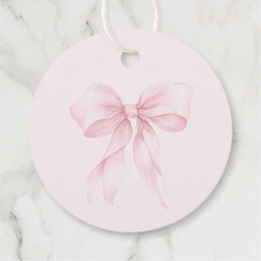 Blush roze Bow Baby shower Dank u Bedankjes Labels (Achterkant)