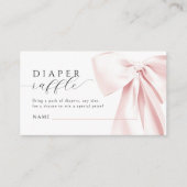Blush Roze Bow Baby shower Luier Raffle 3,5x2" Informatiekaartje (Voorkant)