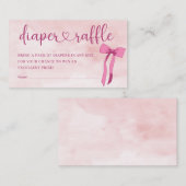 Blush Roze Bow Baby shower Luier Raffle Informatiekaartje (Voorkant / Achterkant)
