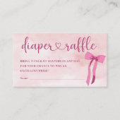 Blush Roze Bow Baby shower Luier Raffle Informatiekaartje (Voorkant)
