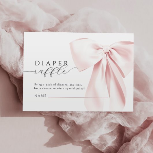 Blush Roze Bow Baby shower Luier Raffle Informatiekaartje
