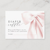 Blush Roze Bow Baby shower Luier Raffle Informatiekaartje (Voorkant)