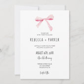 Blush roze Bow bloemenbruiloft foto en Qr code Kaart (Voorkant)