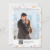 Blush roze Bow bloemenbruiloft foto en Qr code Kaart (Achterkant)