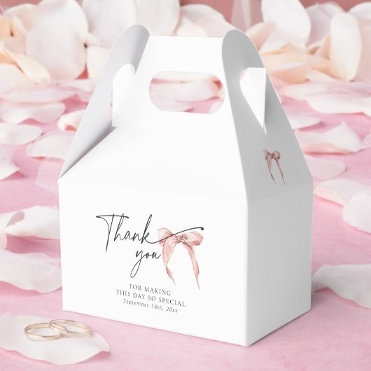 Blush Roze Bow Bruids Coquette Gable Favoriet Box Bedankdoosjes (Huwelijk)