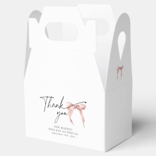 Blush Roze Bow Bruids Coquette Gable Favoriet Box Bedankdoosjes (Geopend)