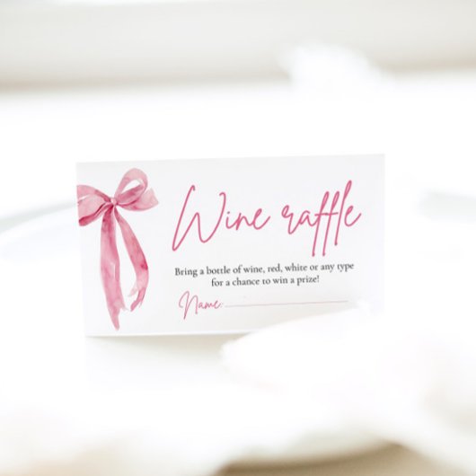 Blush Roze Bow Guess Wijn Raffle Ticket Game Informatiekaartje