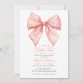 Blush Roze Bow Kleine Meisje Baby shower Invitatio Kaart (Voorkant)