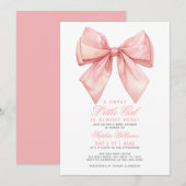 Blush Roze Bow Kleine Meisje Baby shower Invitatio Kaart (Voorkant / Achterkant)