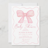 Blush Roze Bow Meisje Baby shower Kaart (Voorkant)