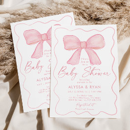 Blush Roze Bow Meisje Baby shower Kaart