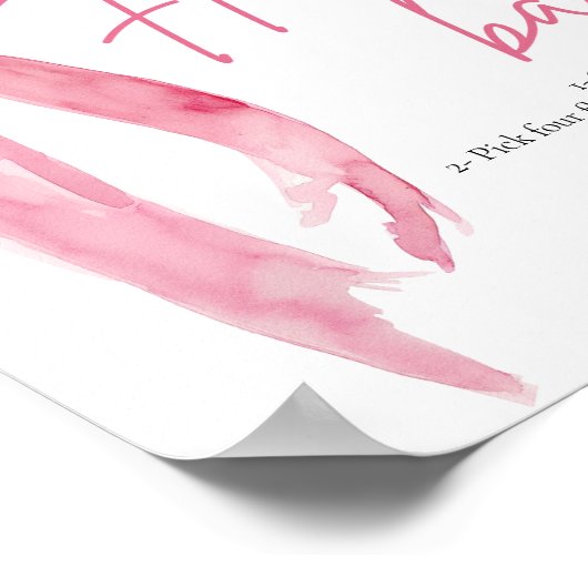 Blush Roze Bow Vrijgezellenfeest Bloem Bar Teken Poster (Hoek)