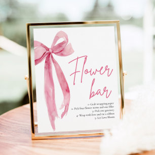 Blush Roze Bow Vrijgezellenfeest Bloem Bar Teken Poster
